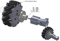 Un ensemble de roues Mecanum en acier inoxydable de 127 mm (5 pouces) 14193, comprenant 2 roues droites, 2 roues gauches et rouleaux à billes.