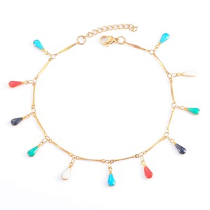 Pulsera de Acero Inoxidable con Gotas de Agua Coloridas para Mujer, Cadena de Mano Chapada en Oro, Tobillera para Chica, Joyería Metálica de Verano para Playa, Regalo - Product Image 1