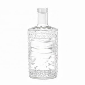 Chai rượu Whisky, Rum, Vodka, Tequila thủy tinh Flint 500ml, 700ml, 750ml, hình trụ, có nút chai, in lụa, để bán - Product Image 4