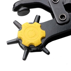 <b>Belt</b> Punch <b>Tool</b> 2 4.5 Mm Heavy Duty 6 Round Hole Yellow Handle For Leather <b>Belt</b> Drilling Diy Use - Product Image 1
