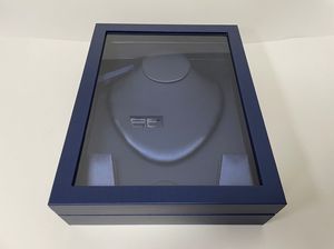 Wholesale Navy PU Leather Jewelry Box With Clear Top Window Velvet <b>Insert</b> Necklace Pendant Display Gift Box Custom Logo - Product Image 6