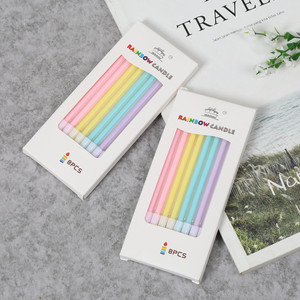 Rainbow Candle Pencil Shape Candles 8Pcs Birthday Party Decorations Gradient Color <b>Paraffin</b> Material - Product Image 3