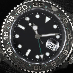 New Popular Men's Premium Carbon Fiber Mod Watch <b>Black</b> Silver Unique Grain Date <b>Display</b> Anti Sweat Comfortable Strap Watch - Product Image 2