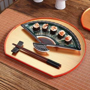 Trendy dessert plate, Japanese-style semi-circular <b>tray</b>, <b>tea</b> <b>tray</b>, plastic hotel tableware storage plate, creative plate - Product Image 3