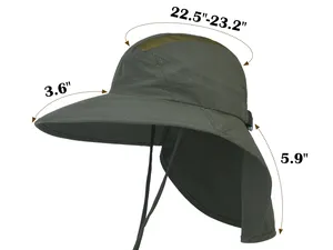 Ngoài trời có thể điều chỉnh rộng vành UPF50 + Sun hat với cổ nắp cho Mens Womens câu cá đi bộ đường dài VƯỜN làm việc