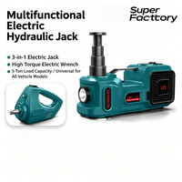 Gato hidráulico eléctrico portátil 3 en 1 con llave de impacto y bomba de aire, 180W DC12V, capacidad de carga de 5T para elevación de vehículos