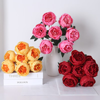 Buket Bunga Peony Sutra Plastik 7 Tangkai Buatan Shangchu - Rangkaian Bunga untuk Pernikahan, Hari Valentine, Dekorasi Hotel dan Rumah