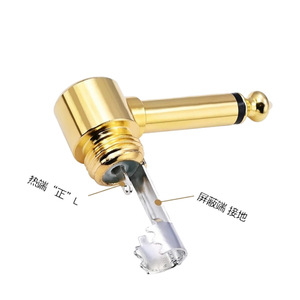 Connecteur audio-vidéo 6,35 mm à angle droit, 2 broches, plaqué or, pour microphone - Product Image 3