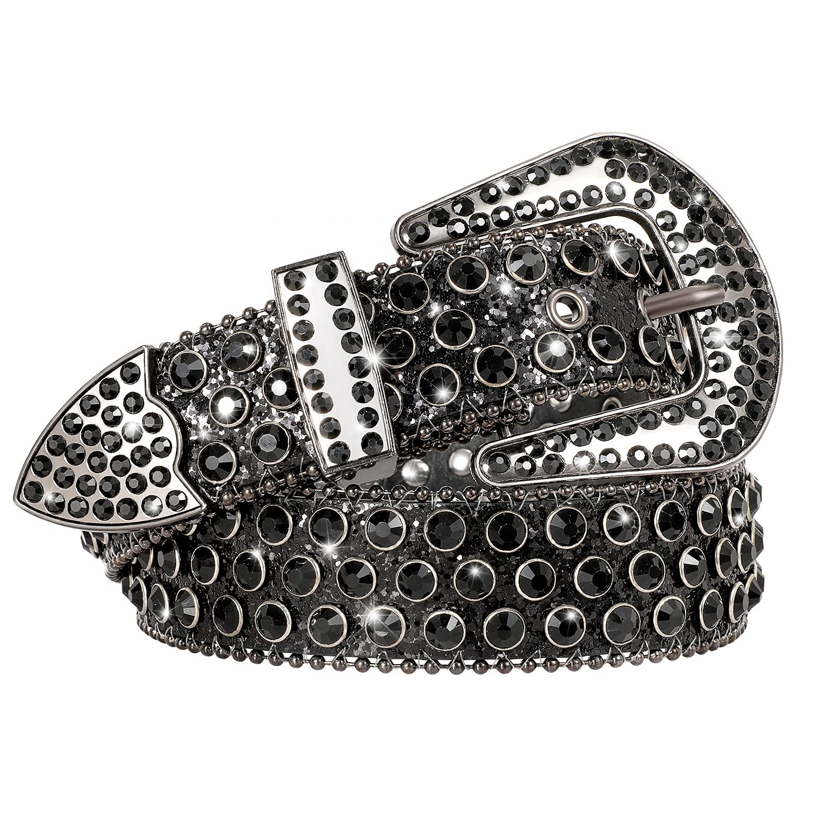 Women\'s  Rhinestone Fashion Western Cowgirl Bling Studded Design Leather Belt Fashion Rhinestone Belt for Women Men Vintage Cowgirl Sequin  main image 2