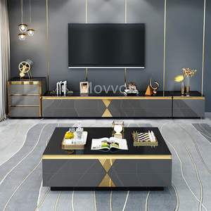 Set di <span class=keywords><strong>tavolino</strong></span> di lusso moderno vendita calda semplici mobili per la casa per il soggiorno in vetro e metallo per uso domestico o <span class=keywords><strong>sala</strong></span> - Product Image 6