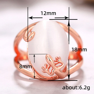 Anello Mini a Forma di Lucertola con Effetto Pietra di Luna per Donne, Stile Animale Carino, Accessorio di Moda per Uso Quotidiano - Product Image 5