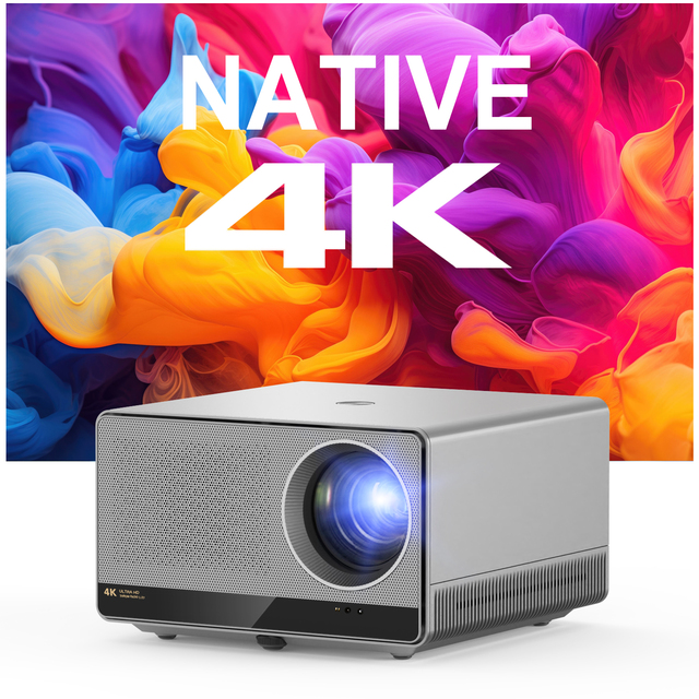 CRE U1 Smart Google TV Projector Native 4K Resolution Fully Enclosed Optical Engine Auto Focus for Home Cinema & Presentations