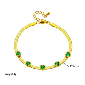 European American Minimalist Gold Tone Emerald Heart Zircon Necklace <b>Bracelet</b> <b>Set</b> For Gift Fashion Jewelry - Product Image 4