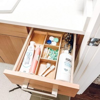 Boîte de rangement à tiroirs en bois de bambou moderne à 4 compartiments avec couvercle articulé Capacité de charge de 5kg pour l'organisation de bijoux de cuisine domestique