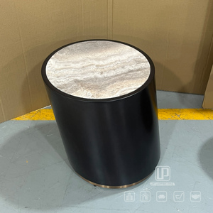 Updecors Unique Shaped Cylinder Coffee <b>Table</b> Italian Marble Top <b>Side</b> <b>Table</b> Deluxe Living Room <b>Round</b> <b>Side</b> <b>Table</b> Shaped Cylinder C - Product Image 1