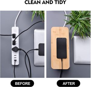 Boîte de gestion des câbles, style <span class=keywords><strong>bois</strong></span>, boîte organisateur de câbles et couvercle pour câbles de télévision, ordinateur, routeur, concentrateur USB et alimentation sous le bureau - Product Image 5