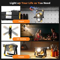 Lot de 2 lampes de travail magnétiques rechargeables, lampe de travail LED rechargeable avec 360 °   Rotation et pliable, 5 modes d'éclairage