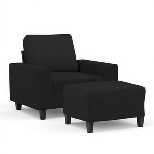 Poltrona in tessuto nero con poggiapiedi da 23,6 pollici, sedia da soggiorno contemporanea, sedia per il tempo libero, mobili moderni per la casa - Product Image 1