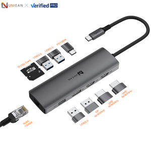 UNIEAN, venta al por mayor, concentrador USB tipo C, 10 puertos HUD, 8 en 1, concentrador USB C, concentrador USB C 3,0, estación de acoplamiento adaptadora 10 en 1 para <span class=keywords><strong>Macbook</strong></span> Pro - Product Image 1