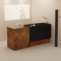 Bureau de réception minimaliste moderne à motif de travertin Petit comptoir de bar pour magasin de vêtements pour femmes Salon de coiffure Salon de beauté avant