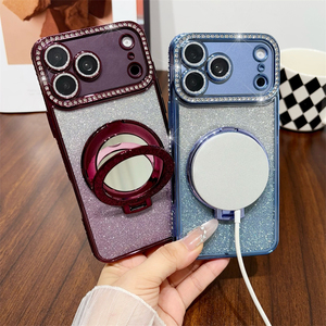 เคสโทรศัพท์ iPhone 17 air รุ่นปี 2026 ดีไซน์ใหม่ พร้อมขาตั้งแม่เหล็กเคลือบไฟฟ้า ประดับกลิตเตอร์เพชร TPU สำหรับ iPhone 18 Pro Max - Product Image 2