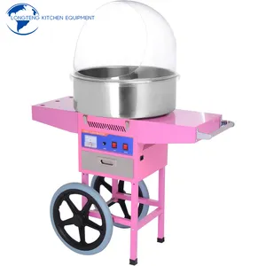 Professional Electric Stainless Steel Commercial Cotton Candy Floss Machine With Trolley