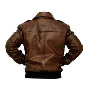 Veste en cuir aviateur marron pour homme, style pilote classique, veste bomber en cuir décontractée pour l'hiver - Product Image 3