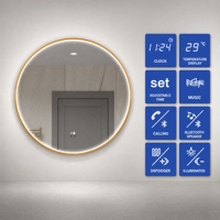 Miroir de salle de bain LED rond en aluminium OEM, à commande tactile, dimmable, mural, intelligent