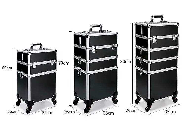 4 in 1 Professional Nagellack Organizer Große Make-up Zug Fall Rolling Makeup Trolley Fall