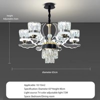 Lampu Gantung Kristal Besi Bulat Emas Mewah Klasik Modern, Lampu Chandelier Kaca untuk Ruang Tamu, Ruang Makan, Kamar Tidur, Lampu Plafon