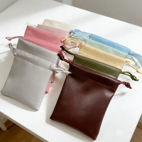 Pochette en cuir PU gravée avec logo personnalisé ZXF, sac à cordon tendance pour bijoux, pratique et portable