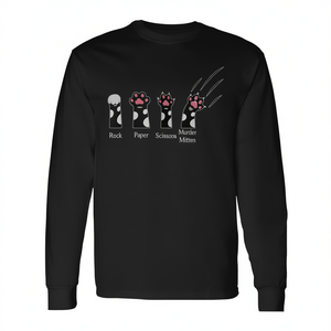 T-shirt à manches longues avec motif chats mignons, pierre, papier, ciseaux, Murder Mittens - Product Image 2