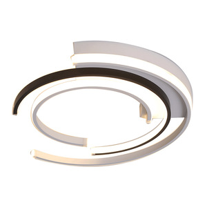 Plafonnier moderne lustre noir blanc salon chambre cercle ligne plafonniers - Product Image 6