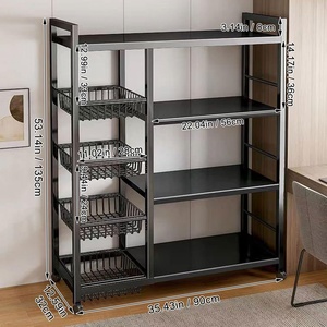 <span class=keywords><strong>4</strong></span> lớp giỏ phòng tắm nhà bếp lưu trữ giá sàn nhà bếp tổ chức giá phòng ăn Giá kim loại với bánh xe - Product Image 6