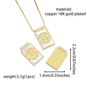 สร้อยคอจี้ไม้กางเขนสี่เหลี่ยมจัตุรัส18K ชุบทองแดงเปลือกธรรมชาติของ Komi - Product Image 6