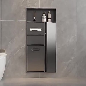 Cestino per carta igienica e scatola fazzoletti in acciaio inossidabile a incasso per angolo, con nicchia per piastrelle e porta rotolo di carta igienica, per l'arredo del <span class=keywords><strong>bagno</strong></span> - Product Image 3