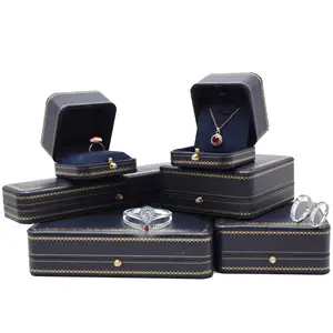 High end PU hot stamping lace handmade vintage jewelry storage box wedding ring box