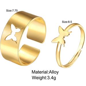 Fabricante venta directa de moda anillo ajustable mariposa prometo juego par anillos KBR040 - Product Image 6