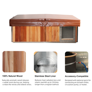 ICEMEND Sistema Combinado de Bañera de Inmersión Fría Tradicional de Madera y Sauna de Vapor Seco, de Cedro Rojo Sólido, para Relajación Personal - Product Image 5