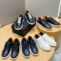 Auténticas Zapatillas de Skateboard Italianas Originales para Hombre, de Cuero de Grano Completo, con Cordones, Suela Plana Cómoda, para Caminar, Estilo Casual de Negocios