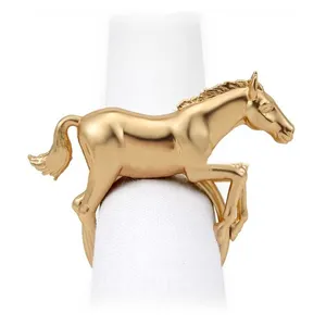 INT Tableware 2020 new design modern horse style matt black and gold napkin ring