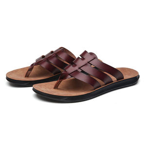 Trendy men's Flip-flops Slides Slippers Fashion Flat Sandals Pu Leather Men's Slides Slippers Outdoor Beach casual walking <b>shoes</b> - Product Image 1