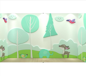 Panneaux muraux 3D floraux sur le thème de la flore et de l'herbe pour aire de jeux intérieure - Product Image 1