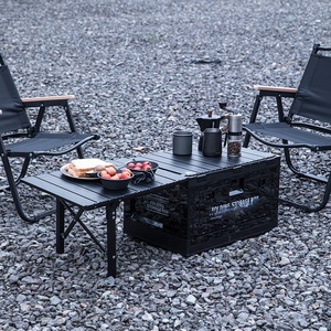Tavolo di stoccaggio pieghevole in lega di alluminio per esterni personalizzabile con scatola di immagazzinaggio in metallo ad apertura laterale Versatile per la casa e il campeggio - Product Image 4