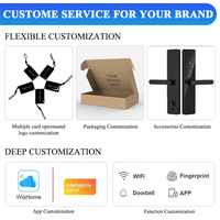 Serrure de porte intelligente semi-automatique connectée Tuya WiFi TTlock avec carte d'identité, mémoire, empreinte digitale et mot de passe, en aluminium