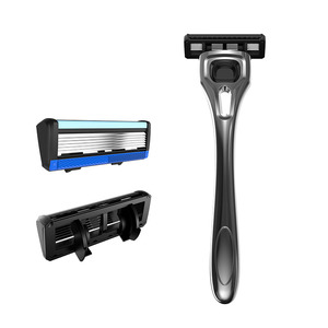 Afeitadora personalizada <span class=keywords><strong>para</strong></span> hombres Maquinilla de afeitar desechable en seco o húmedo con acero inoxidable azul en Shanghai <span class=keywords><strong>Amazon</strong></span> Exclusive - Product Image 1