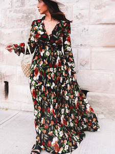Vestido Maxi elegante de alta calidad con logotipo o estilo personalizado de fábrica ODM para mujer, vestidos largos elegantes con estampado <span class=keywords><strong>imperio</strong></span> para mujer - Product Image 2