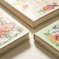 Carnet personnalisé en PU imprimé, motifs floraux et animaux, gaufrage UV, reliure parfaite, 170*240mm, 180 feuilles, 4 designs variés, sous film rétractable