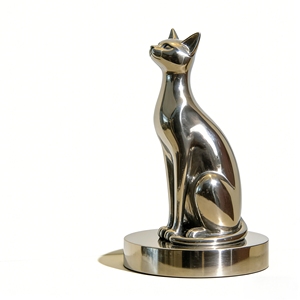 Sculpture en forme de chat, idéale pour la décoration élégante de la maison et du bureau, acier inoxydable personnalisé Bozhiyi - Product Image 1
