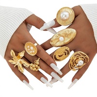 Bagues tendance 2025 pour femmes, grandes perles métalliques vintage, empilables, pour mariage et soirée, accessoires de main de créateur